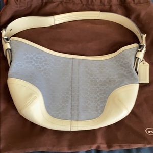 Periwinkle blue and white leather Coach purse